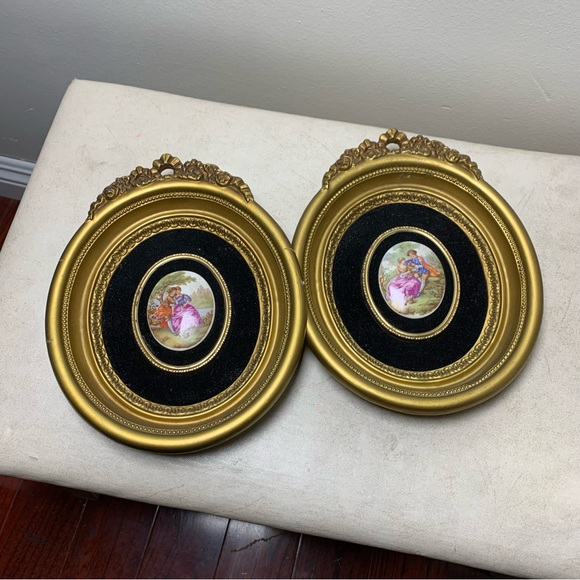 Vintage Art Vintage Porcelain Cameo Art Gold Frames Poshmark